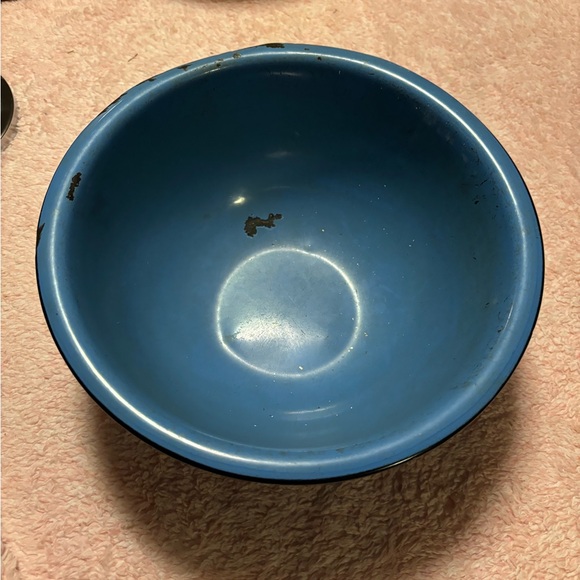 vintage large blue enamelware bowl